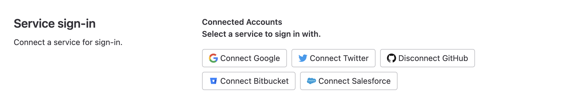 GitLab section for connection & disconnecting additional external identities